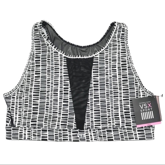VSX Black & White Mesh Panel Sports Bra - Picture 1 of 6